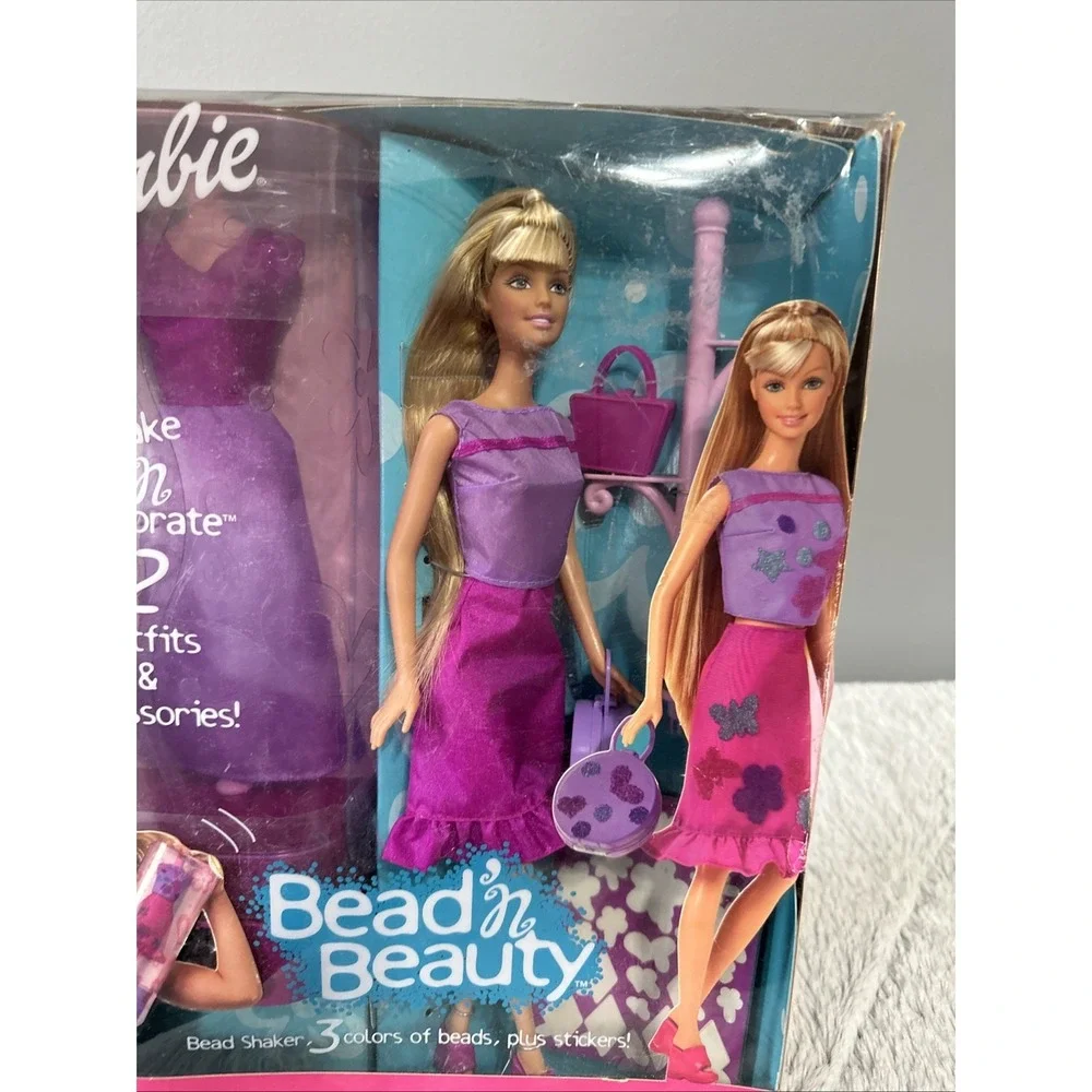 2001 Bead 'n Beauty‎ Glitzerperlen Barbie Puppe / 2 Outfits / Mattel 52745, NrfB